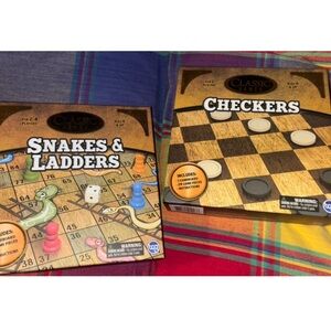 Snakes & Ladders, and Checkers sets